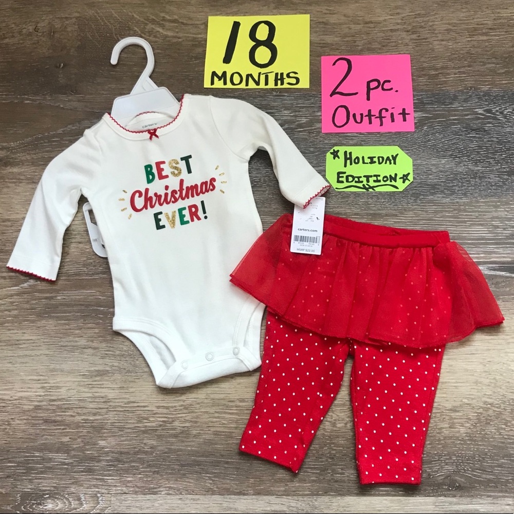 🎄NWT Carter’s 2pc Girls 18 Month Christmas Outfit
